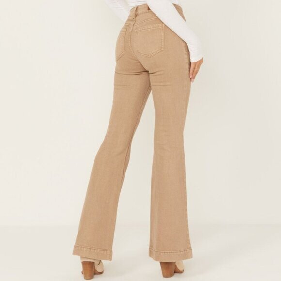 Shyanne High Rise Flare Wide Leg Flared Jeans Size W26 L34 Brown Bell Bottoms - Picture 1 of 10
